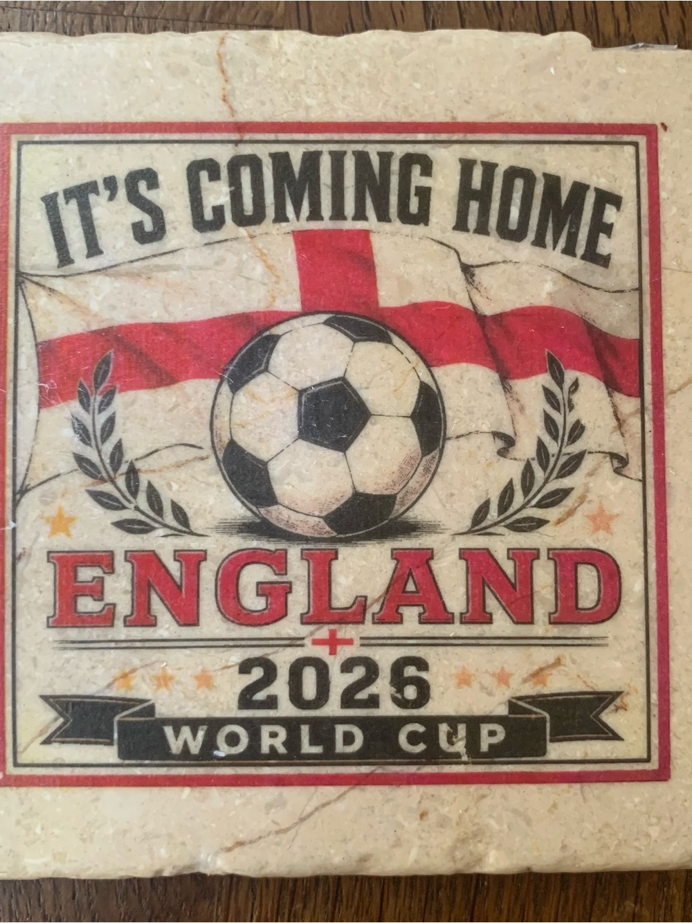 England 2026 World Cup Marble Coaster - Vintage Look but brand new.